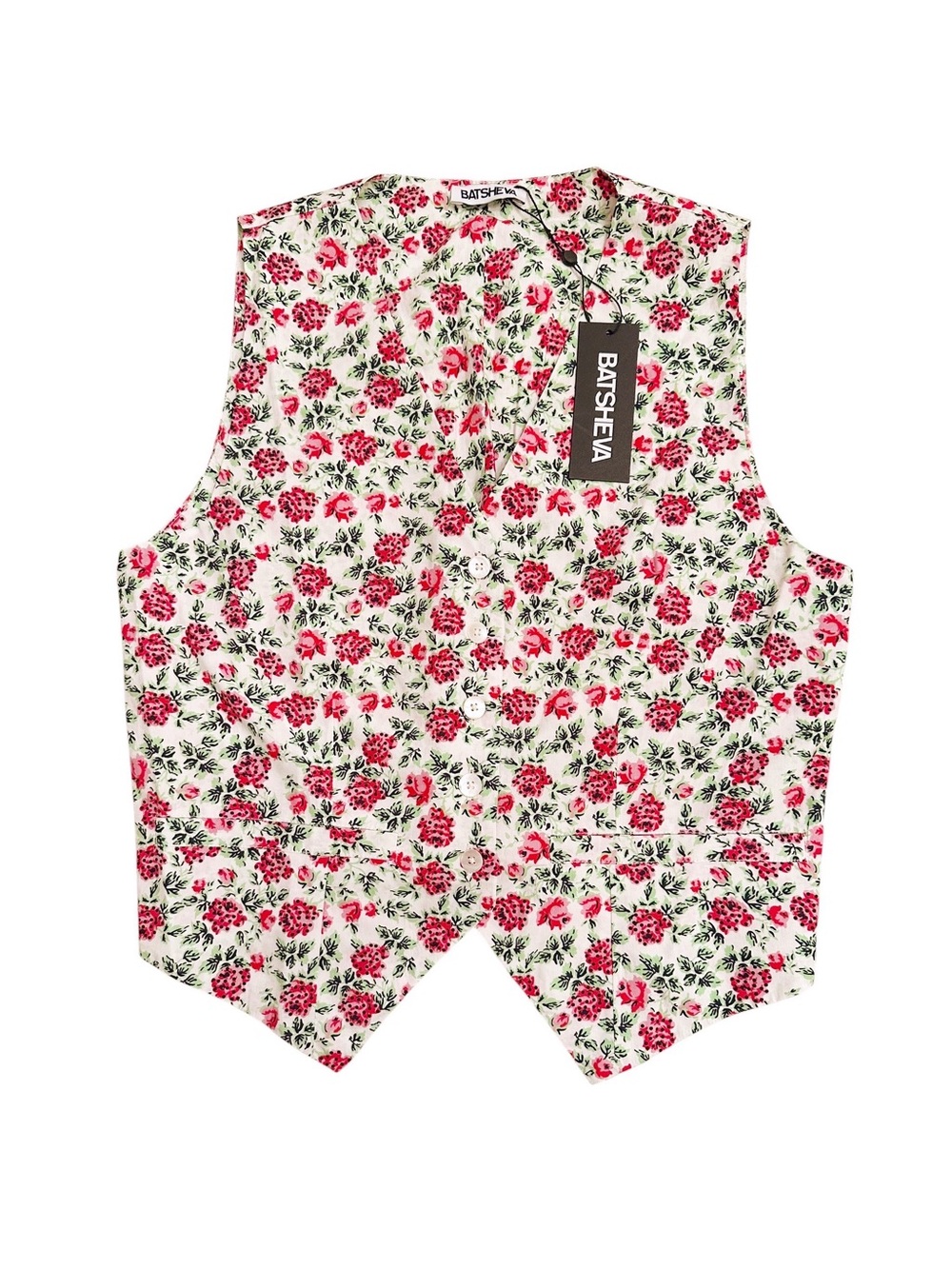 BATSHEVA Shields Rose-Print Cotton Vest size 6 NWT